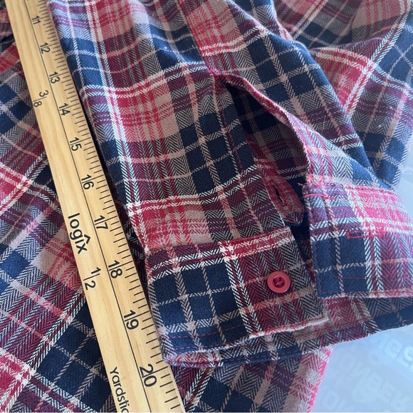 Andree by Unit Cactus Sequence Back Button Down Plaid  Blouse L - Picture 6 of 8